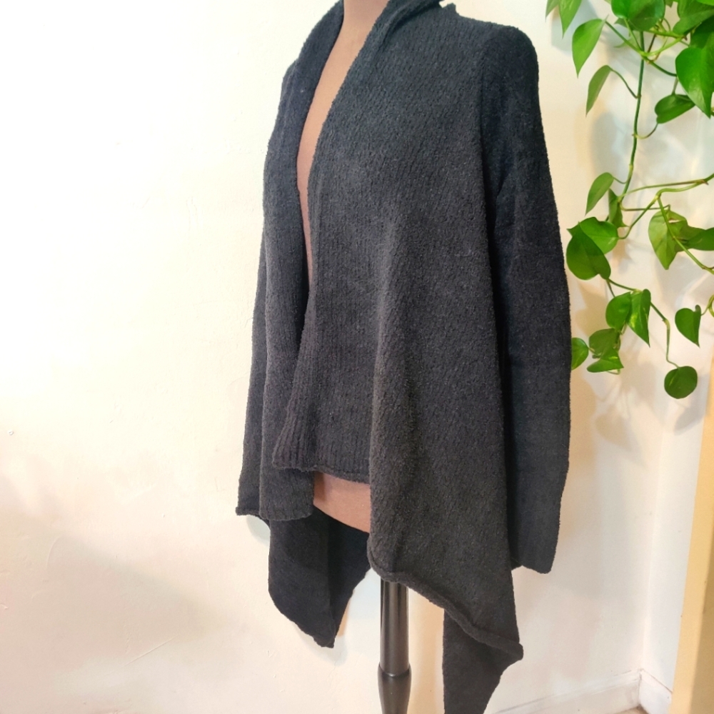 INC Cardigan Open Front Knit Cotton Black L